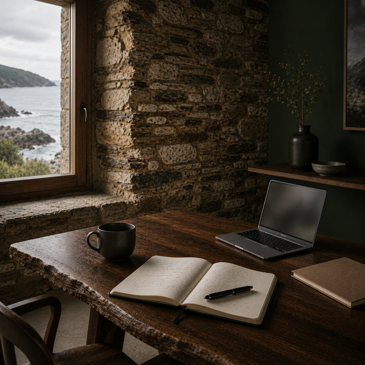 Espacio terapéutico online en una casa asturiana de piedra restaurada junto al mar